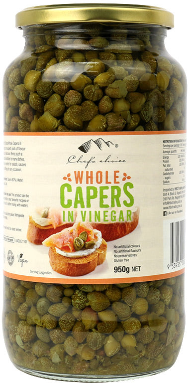 Chef's Choice Whole Capers in Vinegar 7-8mm 950g I Big Ben Specialty Food 