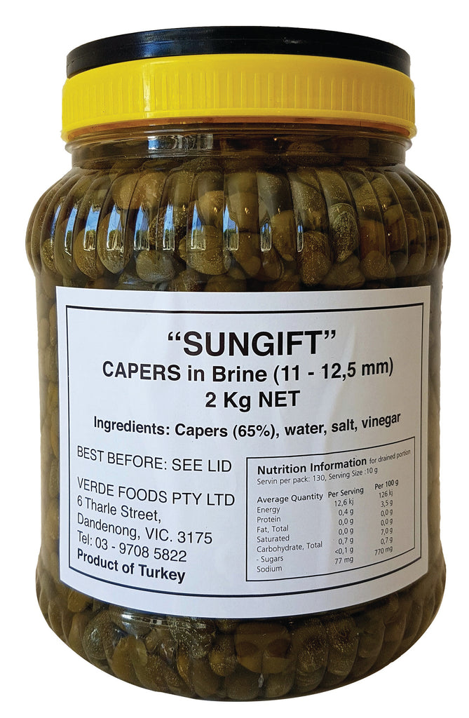 Sungift Capers in Brine Capotes 9-11mm Medium Size 2kg I Big Ben Specialty Food 