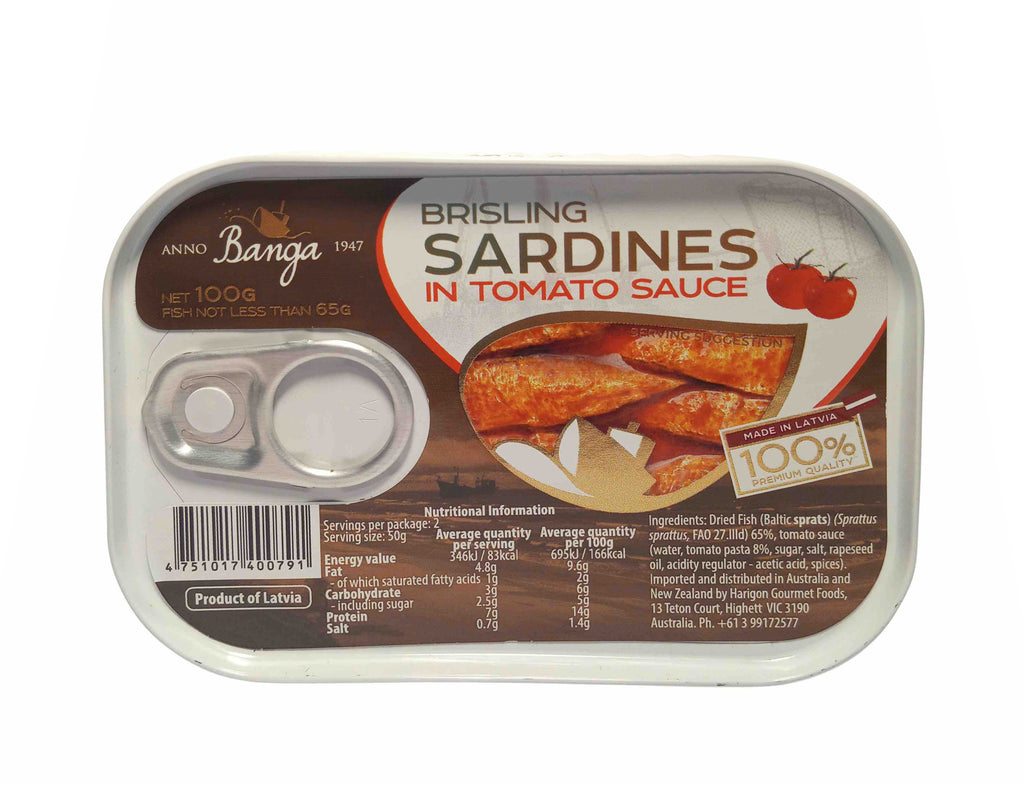 Banga Latvian Sardines in Tomato Sauce 100g I Big Ben Specialty Food 