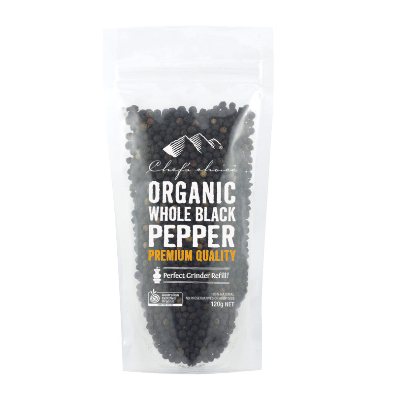 Chef's Choice Organic Black Pepper Pouch 120g I Big Ben Specialty Food 